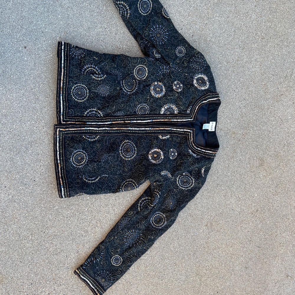 Chicos size 2 black beaded jacket